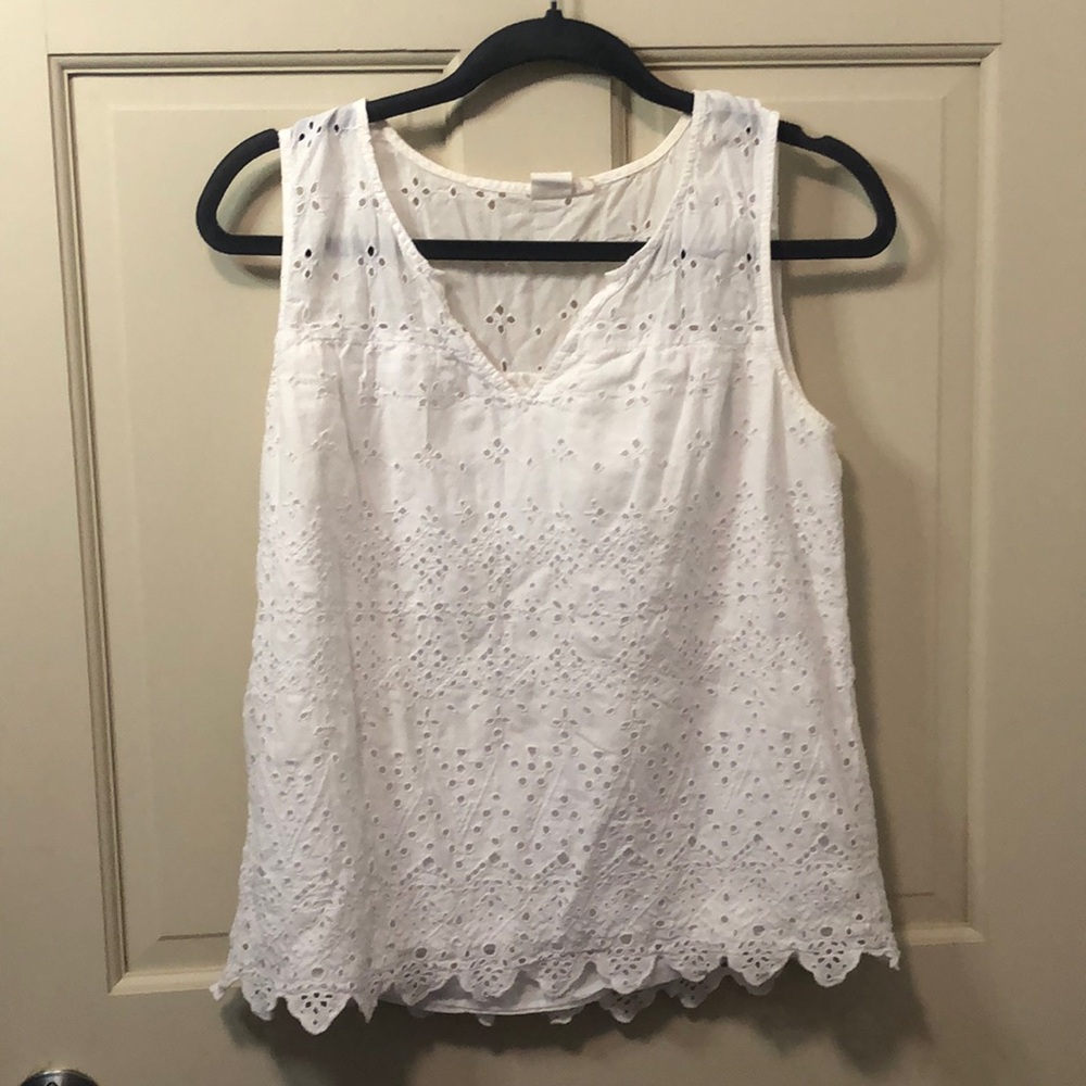 Gap | White Eyelet Sleeveless Top | Size Small, 100% Cotton